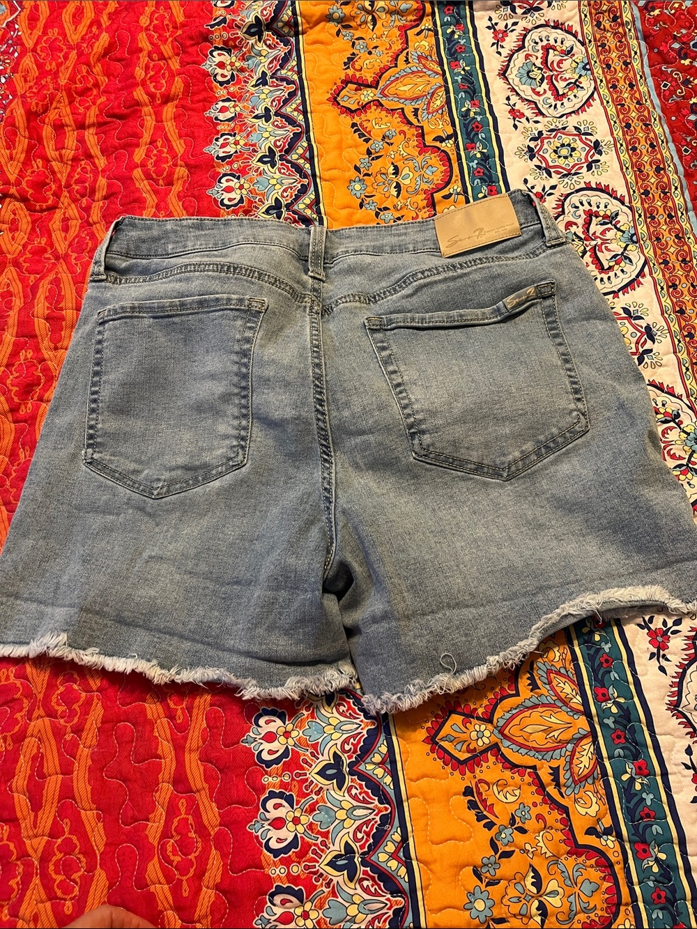 Seven7 Light Blue Frayed Denim Shorts - Picture 3 of 3